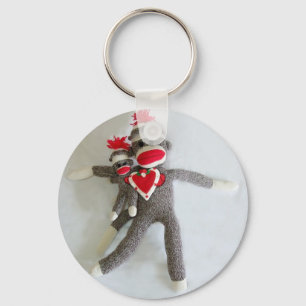 Sock Monkey Love #1 Keychain