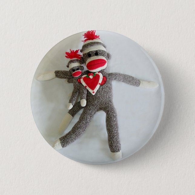 Sock Monkey Love #1 Pinback Button (Front)