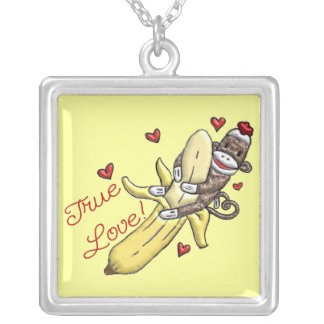 Sock Monkey Love Gift Sterling Silver Necklace