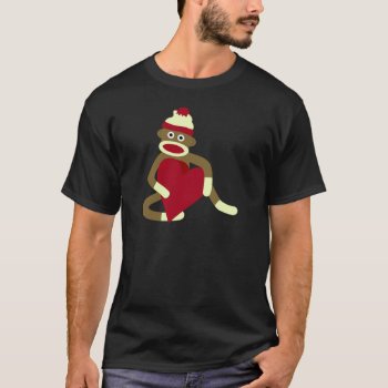 Sock Monkey Love Heart T-shirt by sockmonkeys at Zazzle