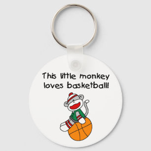 Sock Monkey Loves Basketball Keychain