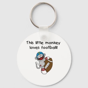 Sock Monkey Loves Football Keychain