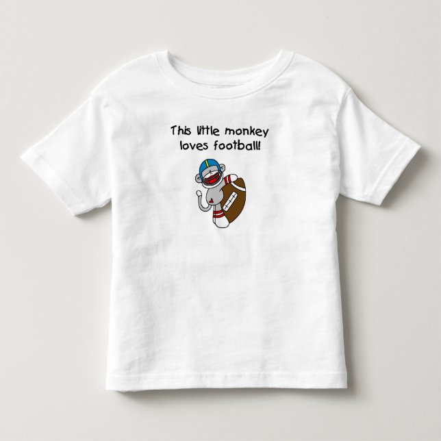 Sock Monkey Loves Football Toddler T-shirt (Front)