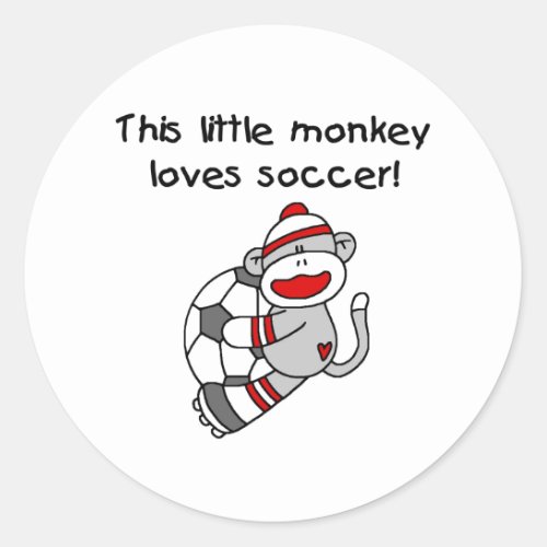 Sock Monkey Loves Soccer Classic Round Sticker