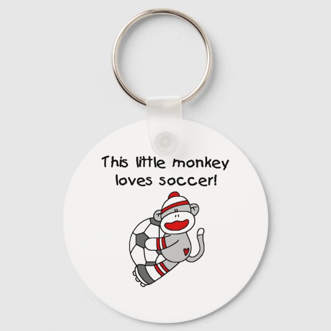 Sock Monkey Loves Soccer Keychain (Front)