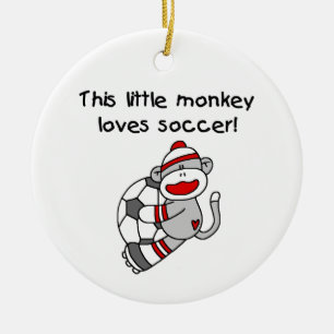 Sock Monkey Loves Soccer T shirts and Gifts Ceramic Ornament