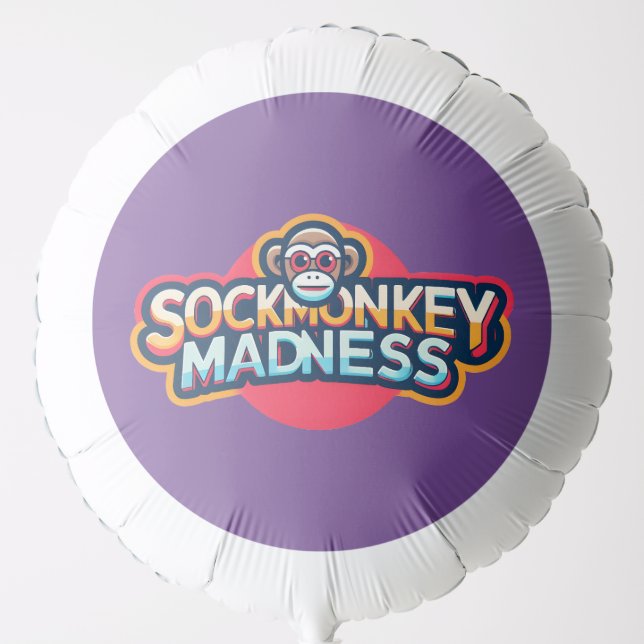 Sock Monkey Madness Purple Balloon (Front)