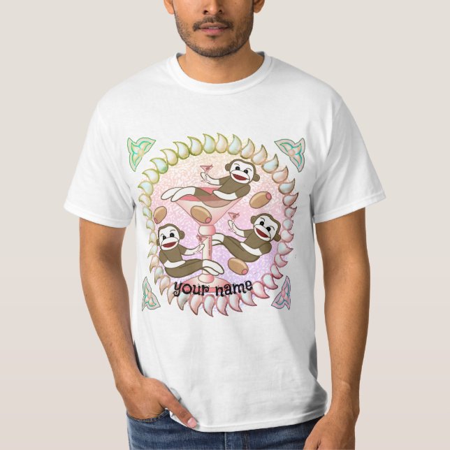 Sock Monkey Martini  T-Shirt (Front)