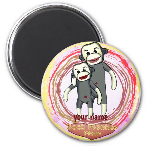 Sock Monkey Mom  custom name magnet