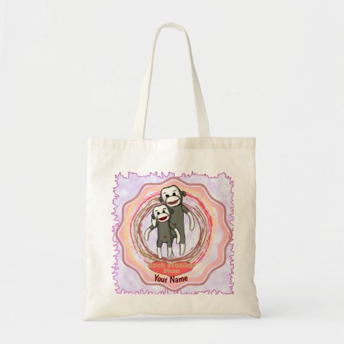 Sock Monkey Mom custom name Tote Bag