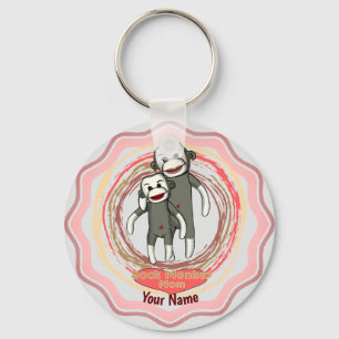 Sock Monkey Mom Keychain