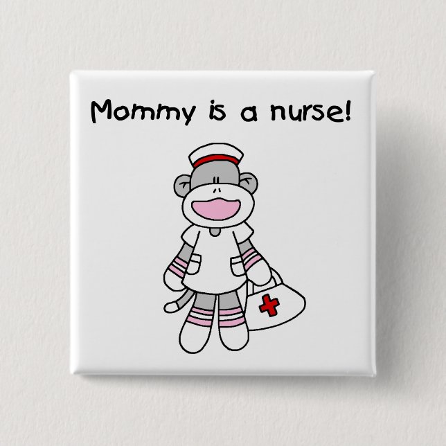 Sock Monkey Mommy Nurse T-shirts and Gifts Button (Front)