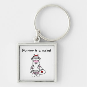Sock Monkey Mommy Nurse T-shirts and Gifts Keychain