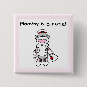Sock Monkey Mommy Nurse T-shirts and Gifts Pinback Button