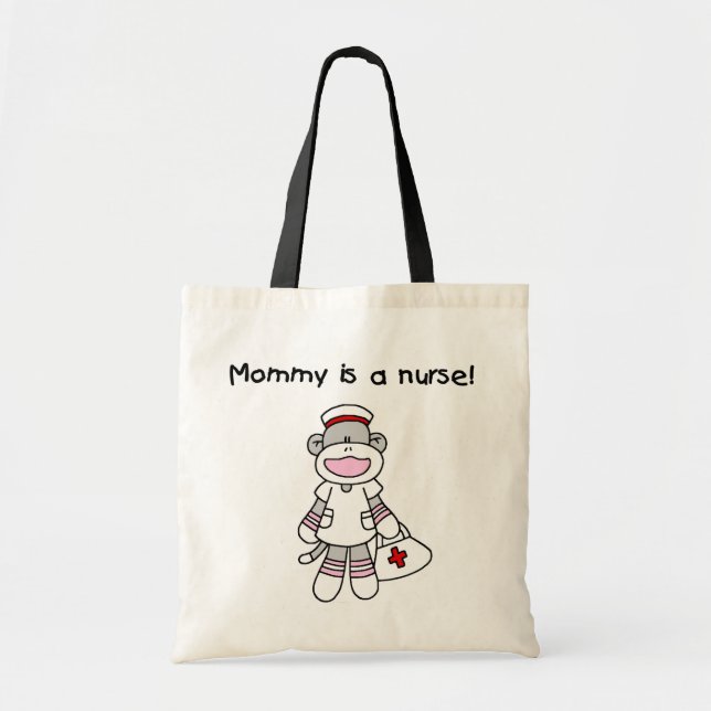 Sock Monkey Mommy Nurse T-shirts and Gifts Tote Bag (Front)