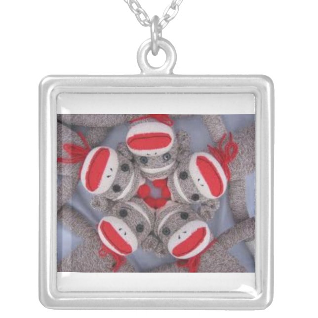 Sock Monkey Monkeys Necklace (Front)