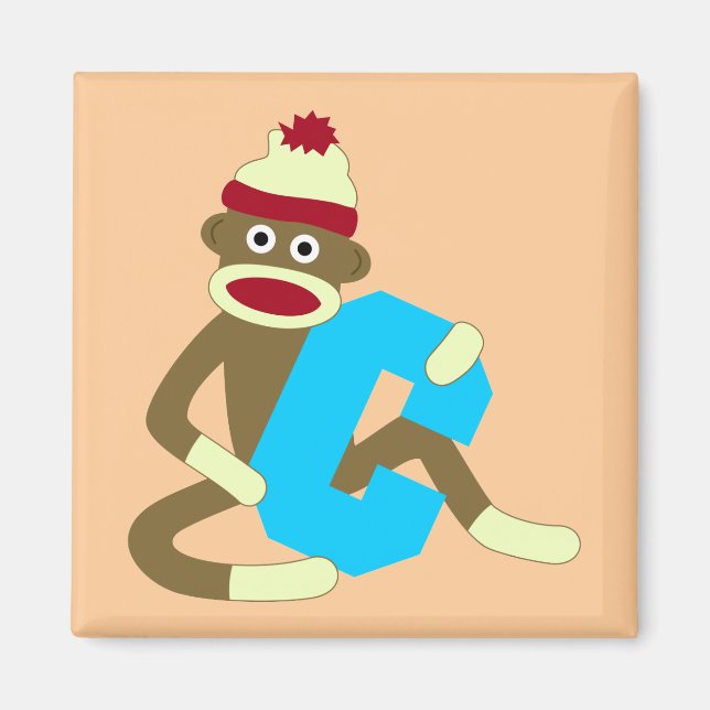 Sock Monkey Monogram Boy C Magnet (Front)