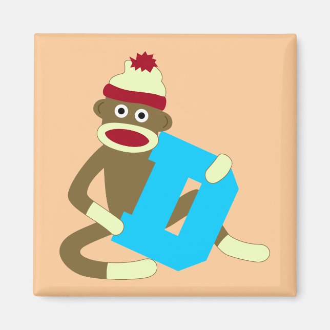 Sock Monkey Monogram Boy D Magnet (Front)