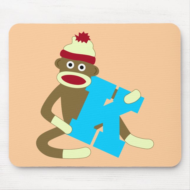 Sock Monkey Monogram Boy K Mouse Pad (Front)