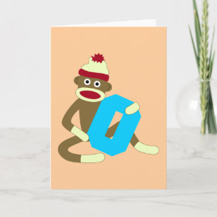 Sock Monkey Monogram Boy Note Card