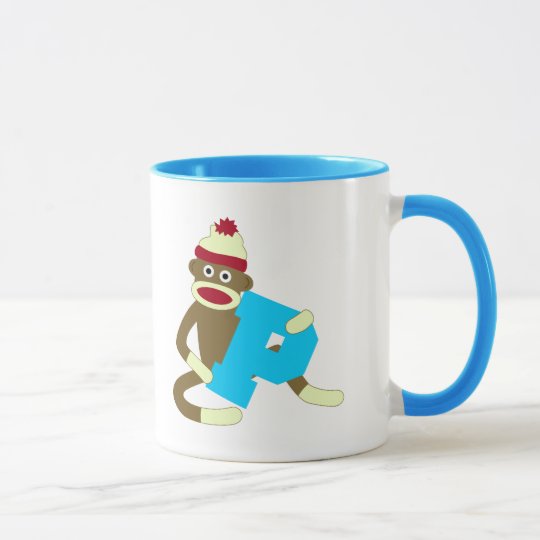 Sock Monkey Monogram Boy P Mug
