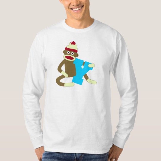 Sock Monkey Monogram Boy Y T-Shirt