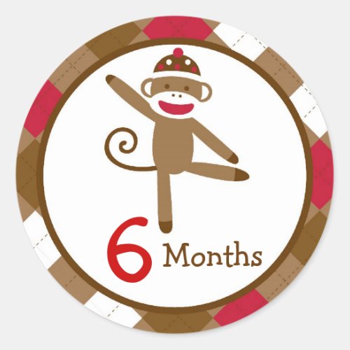 Sock Monkey Monthly Milestone Stickers