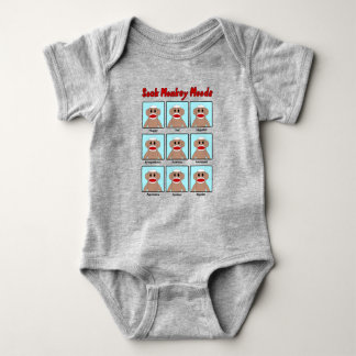 Sock Monkey Moods colored Baby Bodysuit