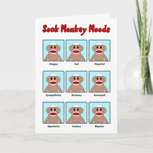 Sock Monkey Moods Greeting Card