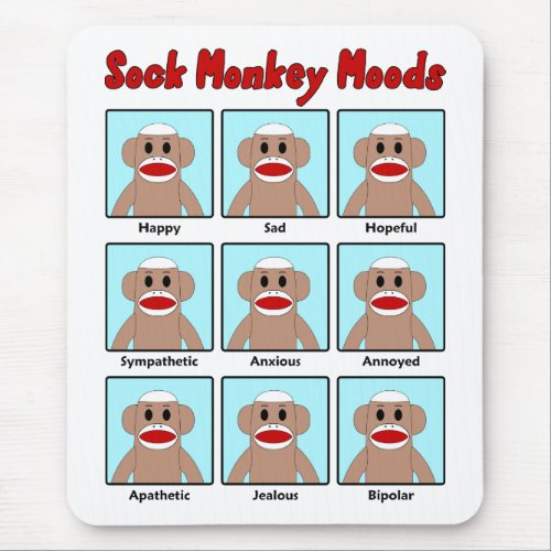 Sock Monkey Moods Mousepad