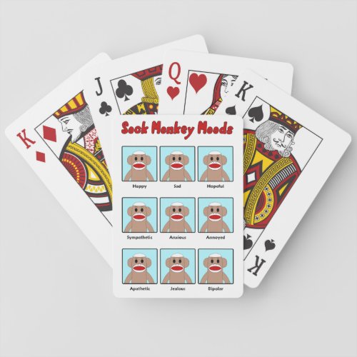 Sock Monkey Moods Poker Cards