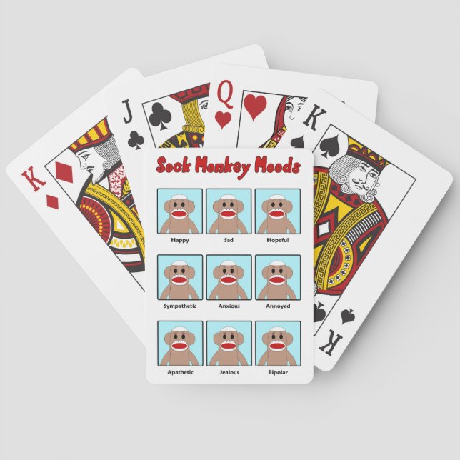Sock Monkey Moods Poker Cards (Back)