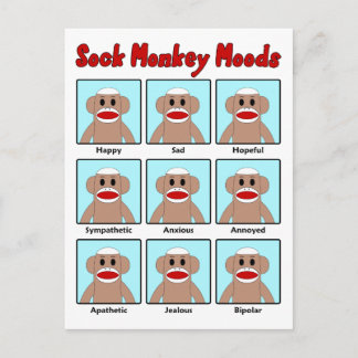Sock Monkey Moods Postcard