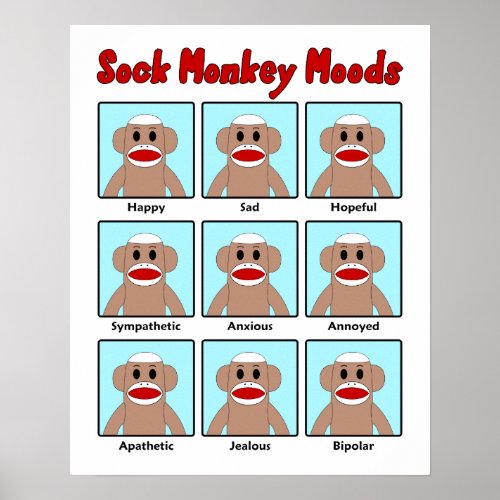 Sock Monkey Moods Poster