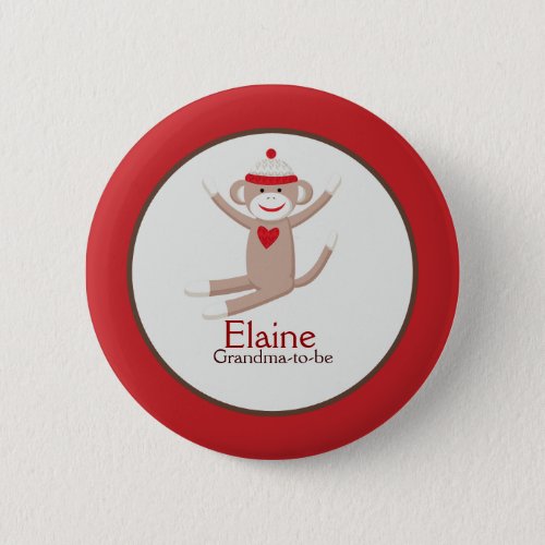 Sock Monkey NAME TAG Custom Button