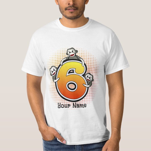 Sock Monkey  Number 6 T-Shirt (Front)
