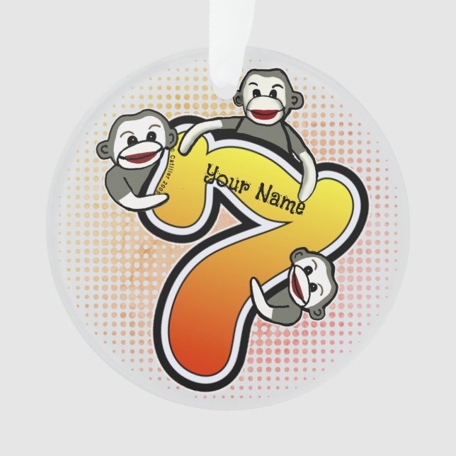 Sock Monkey  Number 7 Ornament (Front)