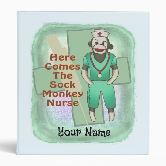 Sock Monkey Nurse custom Binder (Front)