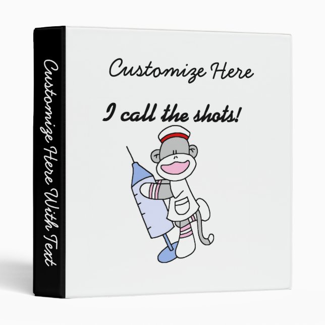 Sock Monkey Nurse I Call the Shots Gifts Binder (Front/Spine)