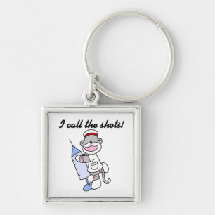 Sock Monkey Nurse I Call the Shots Gifts Keychain