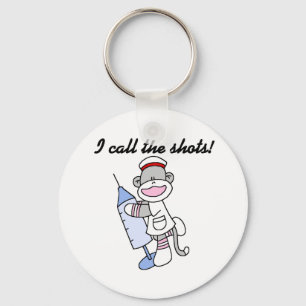 Sock Monkey Nurse I Call the Shots Gifts Keychain