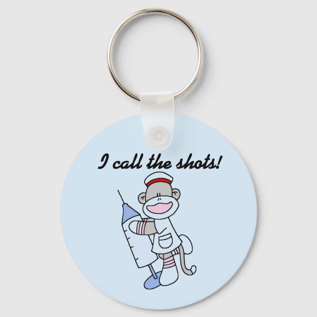 Sock Monkey Nurse I Call the Shots Gifts Keychain (Front)