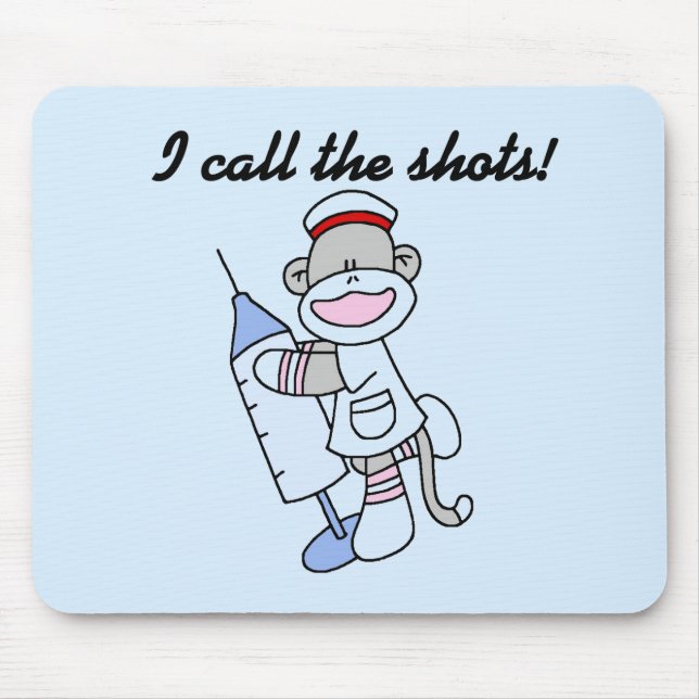 Sock Monkey Nurse I Call the Shots Gifts Mouse Pad (Front)
