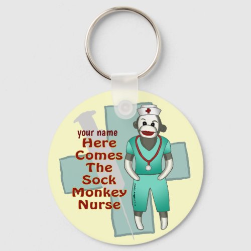 Sock Monkey Nurse  Keychain