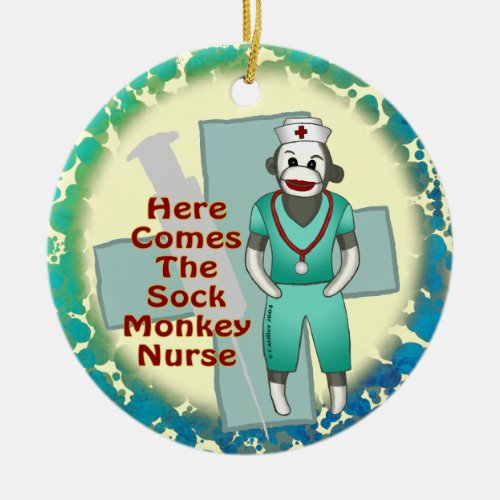 Sock Monkey Nurse ornament