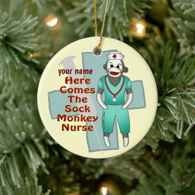 Sock Monkey Nurse ornament (Tree)