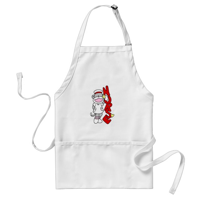 Sock Monkey Nurse T-shirts and Gifts Adult Apron (Front)