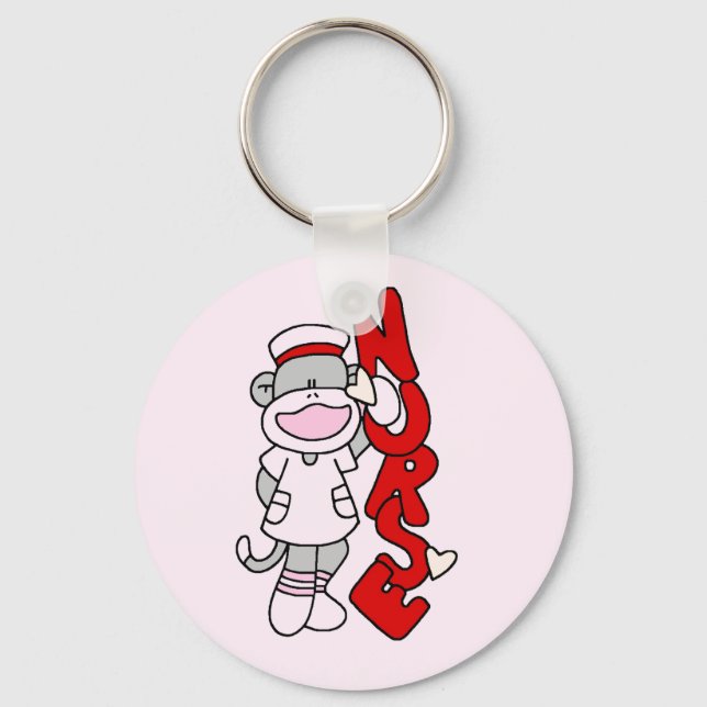 Sock Monkey Nurse T-shirts and Gifts Keychain (Front)