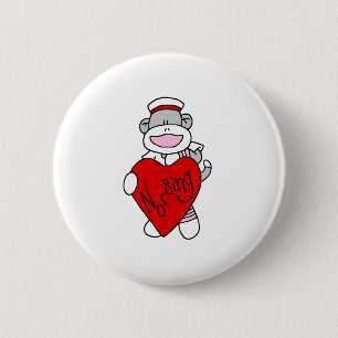 Sock Monkey Nursing Button