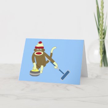 Sock Monkey Olympic Curling Card by sockmonkeys at Zazzle